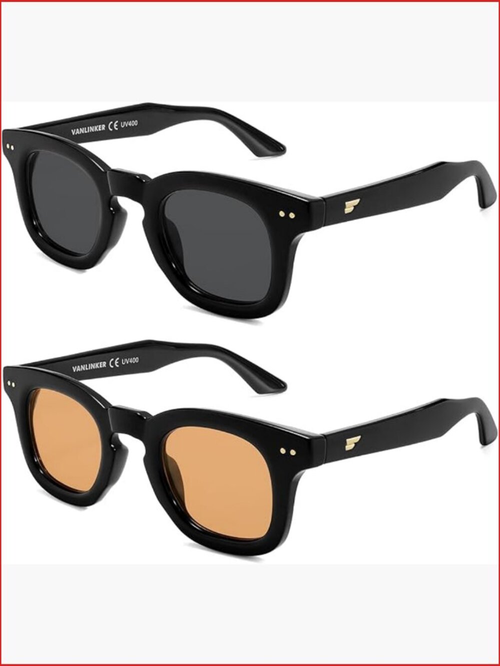 Retro Chunky Square Polarized Sunglasses for Men Women Thick Shades UV